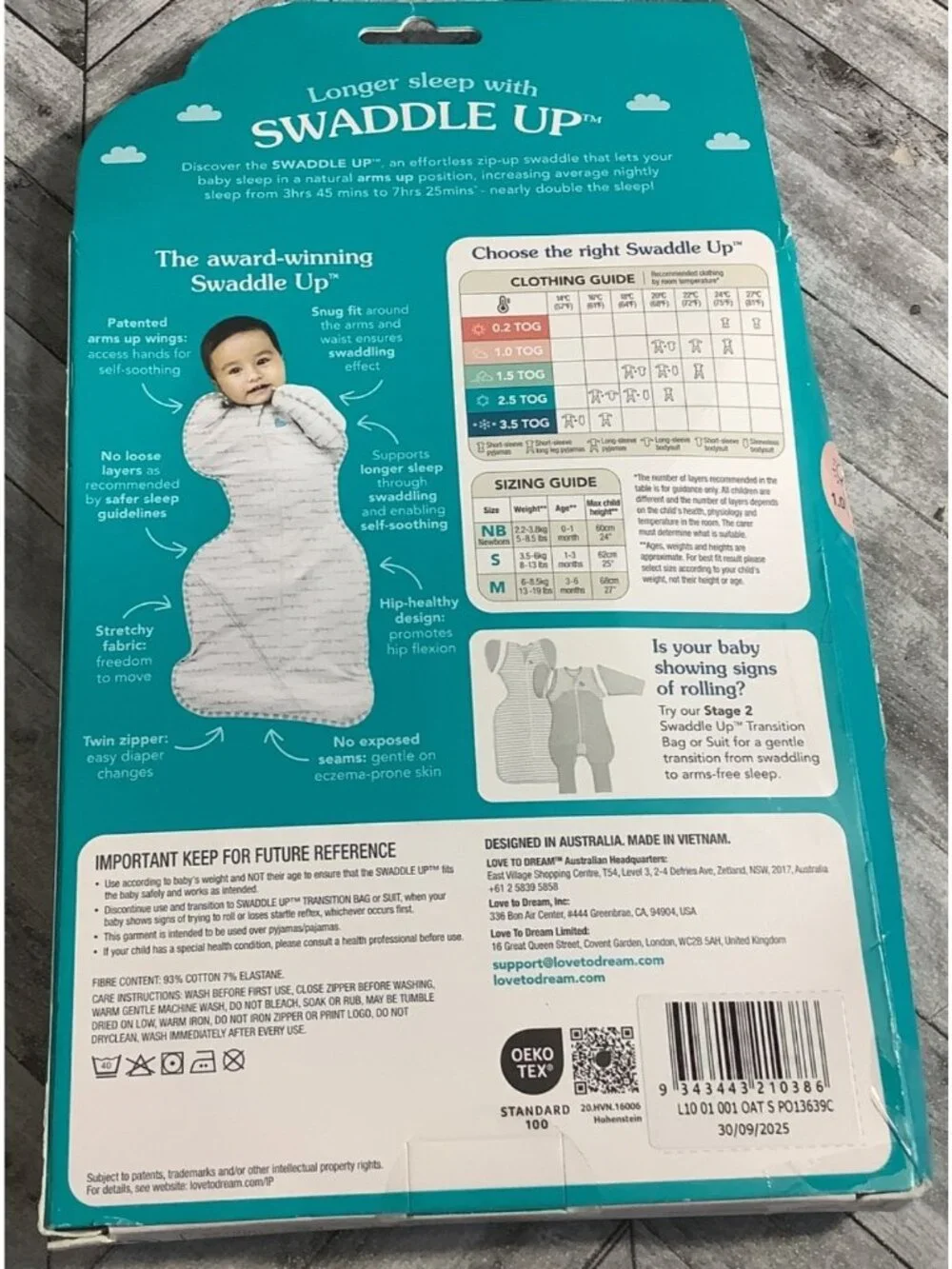 Love To Dream Stage 1 Swaddle Up Small 8-13 Lbs. Stretch Cotton Oatmeal Color